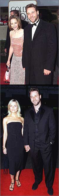 Russell with Jodie Foster, Russell with ex-girlfriend Danielle Spencer