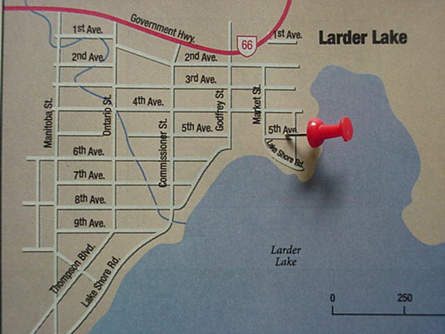 Map of Larder Lake streets.
