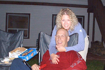 Robin and James in head lock
