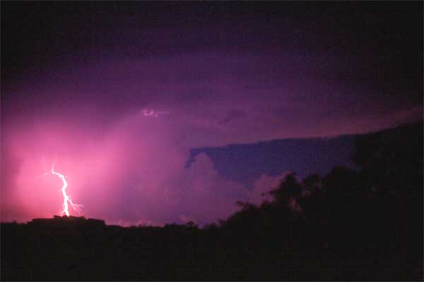 (in Australian accent:) Here we see the rare, elusive purple lightning bolt.&nbsp; I'm going to try to stick my hand in its...