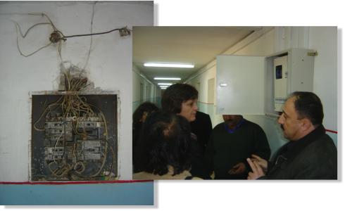 Electrical wiring at Gizildash orphanage: before and after