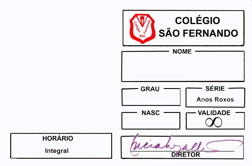 Modelo da carteirinha para fazer a sua.
