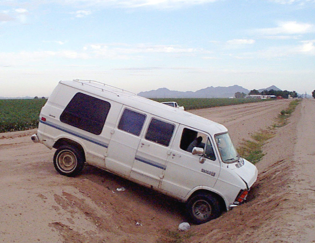 Note: The Border Patrol wasn't chasing this vehicle, he was trying to circumvent a particular area.