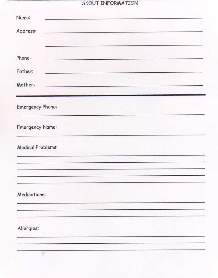 cub scout forms cub scouts medical release form