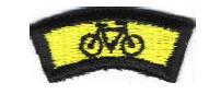 Features a black bicycle on a yellow background.&nbsp; Worn by Cub Scouts who participate in a Pack activity such as a Bicycle Rodeo.