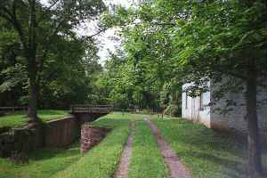 The canal (now empty) is on the left