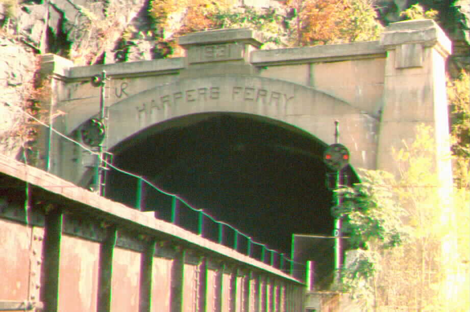 The railroad tunnel leading to Harpers Ferry