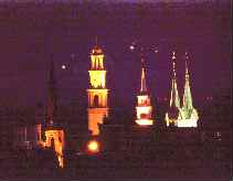 View of the spires on Church Street in downtown