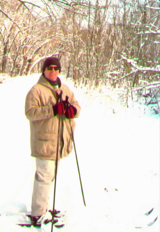 Jerry was the first to try X-C skiing.&nbsp; We got over a foot of snow!!