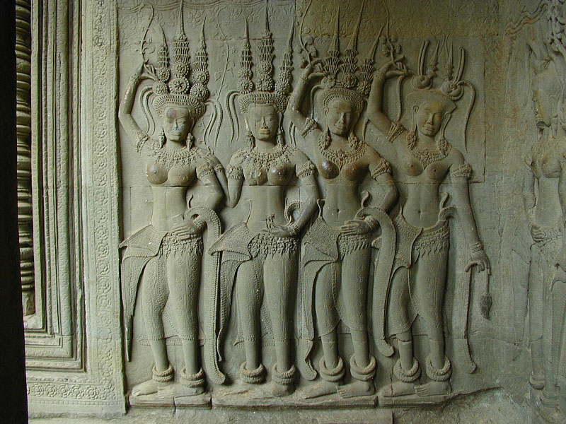 apsara dance at angkor's wall