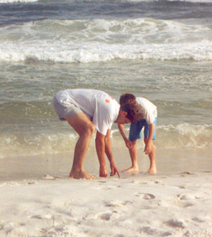 Jerry and James playing on the beach