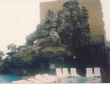 the waterfall in the hotel swimming pool where we spent much of our time