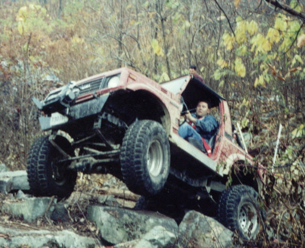 Mike gets a tire up at the new trail at Opie's in Waynesboro..