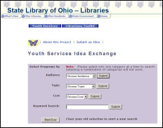 screen shot from Youth Services Idea Exchange