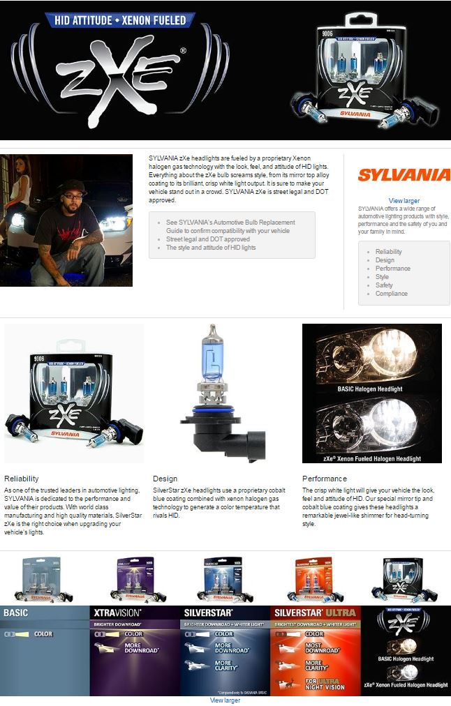 Sylvania zXe Amazon A+ Page