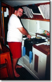 Doug preparing his (now worldwide famous) "trust me" pasta.
