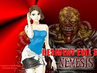 Resident Evil - Jill and Nemesis on a blood red background