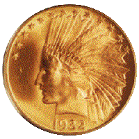 $10 Indian Eagle Obverse, 1907-1933.