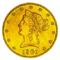 $10 Liberty Eagle Obverse, 1838-1907.