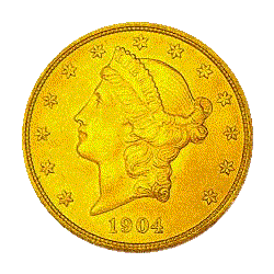 $20 Liberty Double Eagle Obverse, 1849-1907.