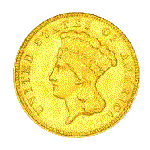 $3 'Indian Princess' Obverse, 1854-1889.