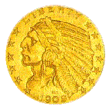 $5 Indian Half Eagle Obverse, 1908-1929.