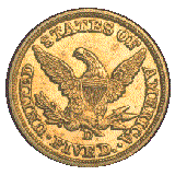 $5 Liberty Half Eagle Reverse, 1839-1908.