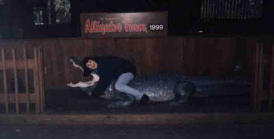 Me wrestling alligator, ok so he ain't real, but I at least won, I think.