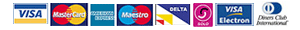 We accept Visa, MasterCard, American Express, Delta, Solo, Visa Electron and Diners Club International.