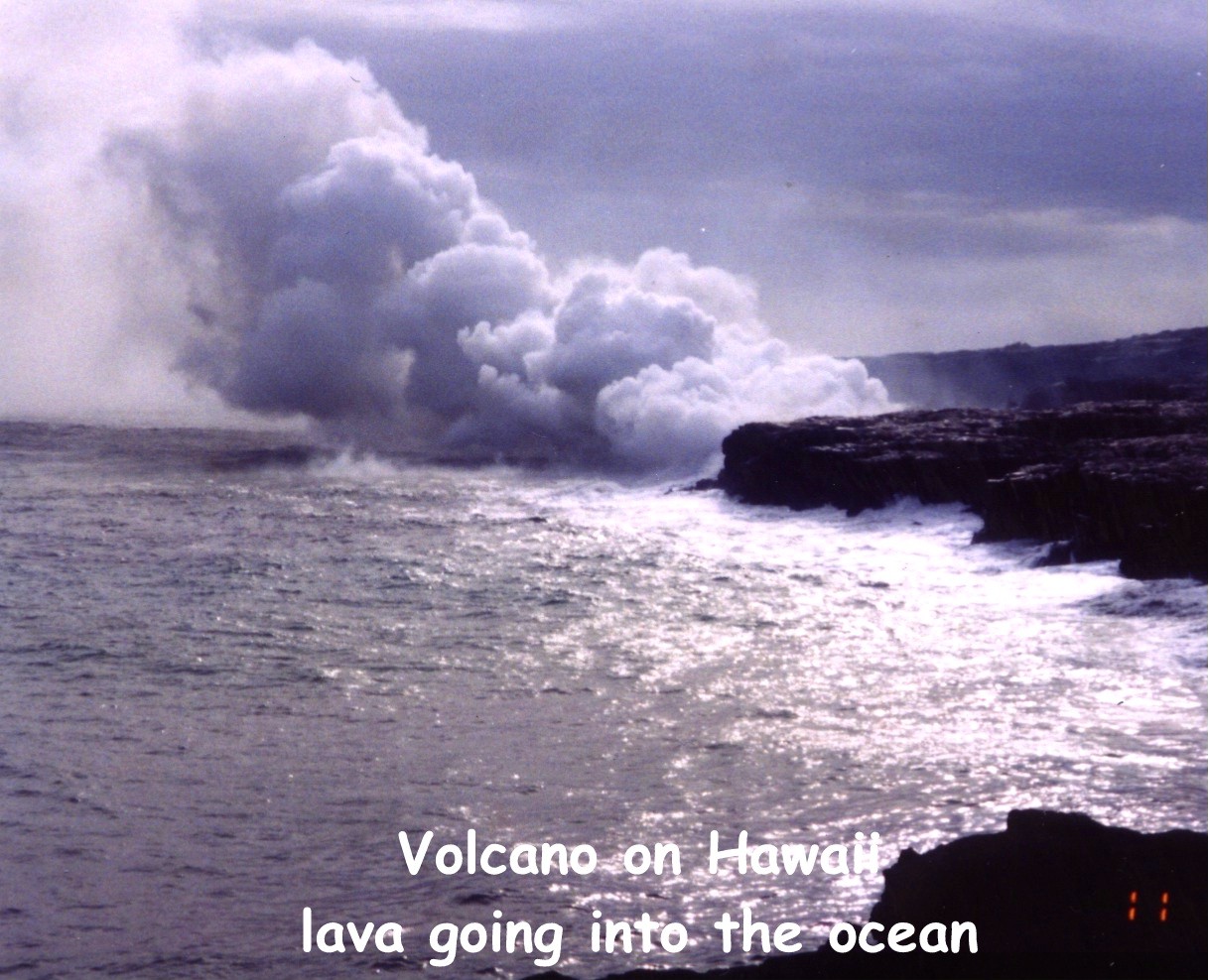 Lava flowing into the ocean.