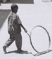 Boy playing in street