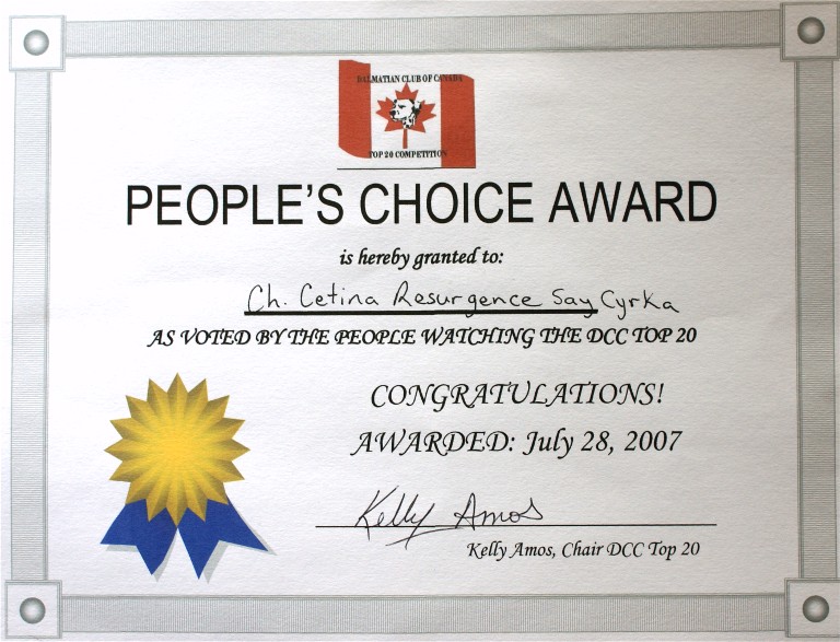 Dalmatian  peoples choice