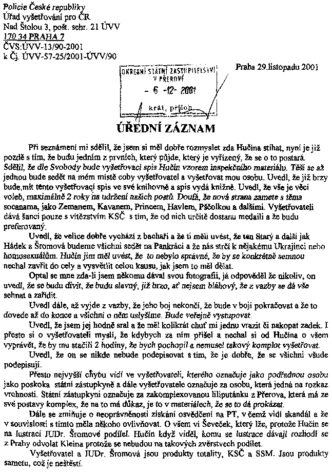 Ing. Ond�ej Star�, 29.11.2001, strana 1