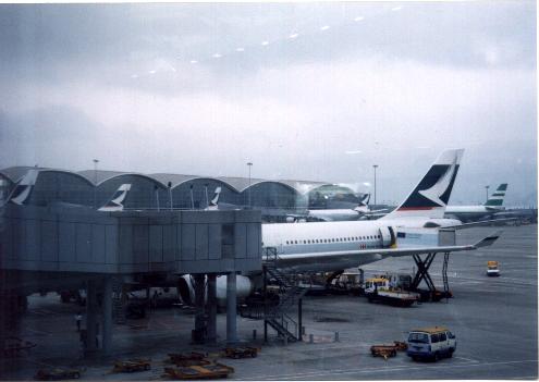 Looking outside while waiting for boarding the plane
