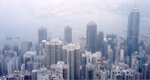 Looking down the peak