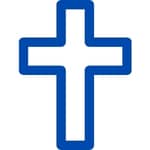 a navy blue outline of a Christian cross, religious symbol, faith symbol