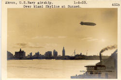  Akron, U.S.N. Airship over Miami Skyline. 1933  