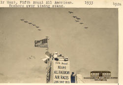 Air Meet, Fifth Annual All American. Bombers over Timing Stand. 1933
