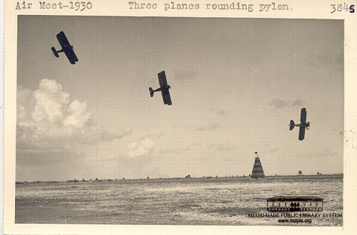 Air Meet 1930 Three Planes Rounding Pylon