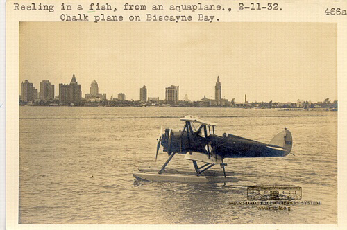 Fishing from Aquaplane with Skyline Behind
