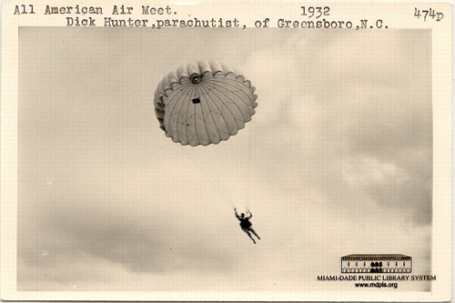 All American Air Meet.  Dick Hunter, Parachutist, of Greensboro, N.C. 1932