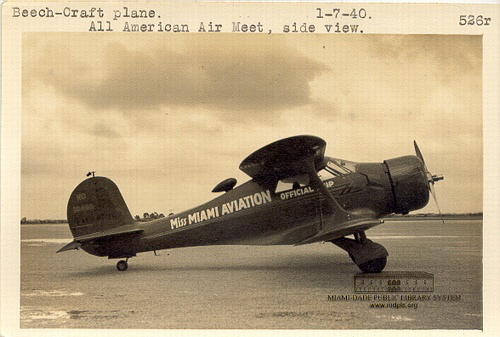 Beech-Craft Plane. All American Air Meet, Side View, 1-7-40