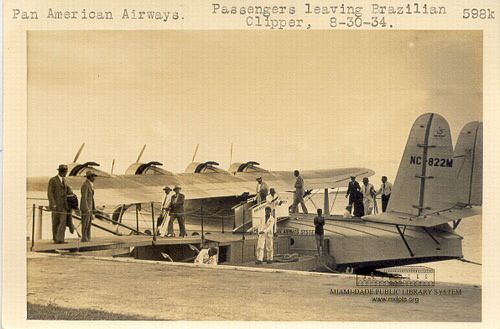 Pan American Airways. Passengers leaving Brazilian Clipper, 8-30-34 
