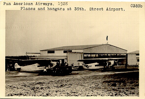 Pan American Airways. Planes and Hangars at 36th Street Airport. 1928