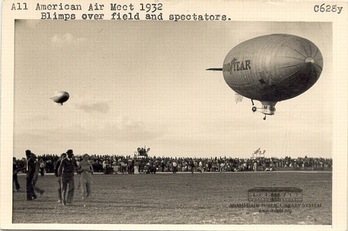 All American Air Meet Blimps over Field and Spectators 1932