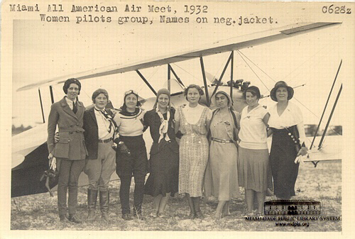 Miami All American Air Meet, 1932 Women Pilots Group, Names on Neg. Jacket.