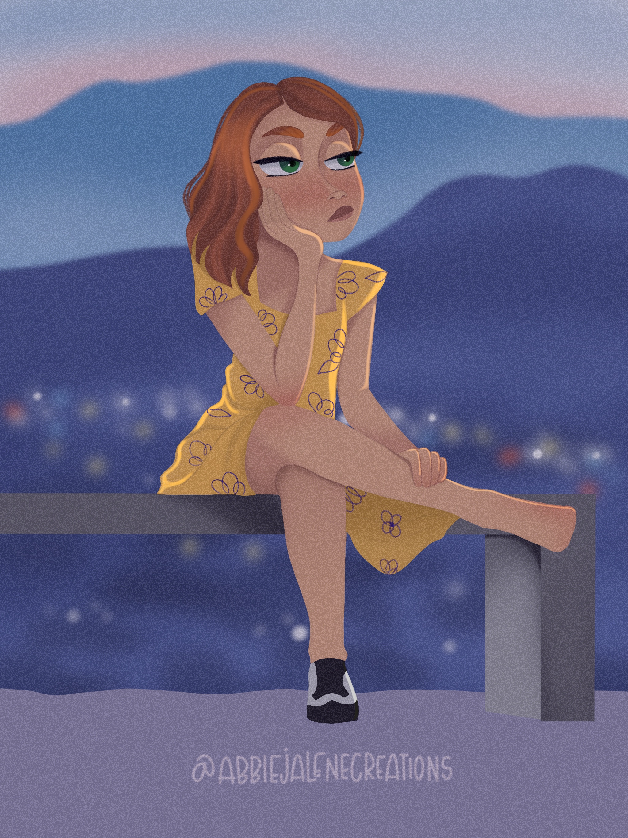 Character drawaing from the movie lalaland