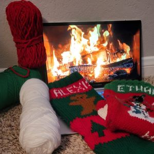 Knitted Stocking with fireplace