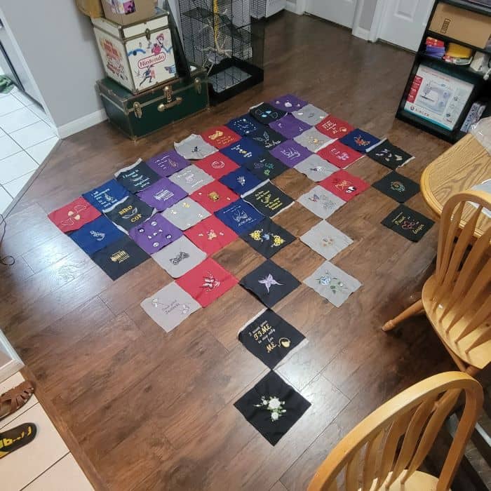 Embroidered Squares On Floor