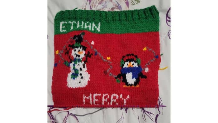 Stocking with 'Merry' Writing
